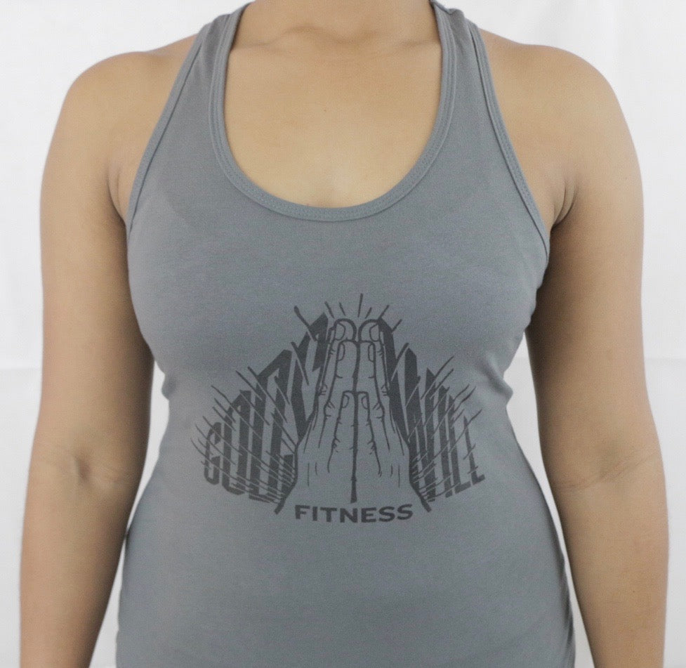 God's Will Fitness Women's Gray Racerback Tanks